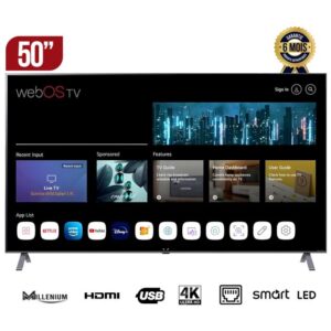 50" android smart tv millenium 50as8000 4k uhd with hdmi, usb and vjr ports dolby 6 month warranty